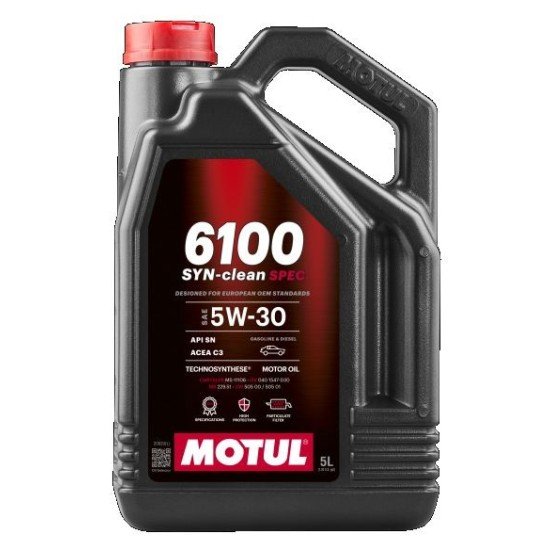 MOTUL 6100, SYN-clean Spec Λάδι κινητήρα
5W-30, 5l MOTUL 6100, SYN-clean Spec Λάδι κινητήρα
5W-30, 5l