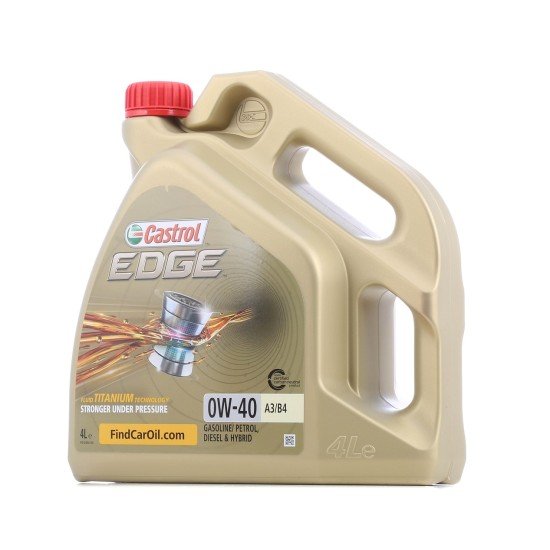 CASTROL EDGE, A3/B4 Λάδι κινητήρα
0W-40, 4l, Συνθετικό λάδι CASTROL EDGE, A3/B4 Λάδι κινητήρα
0W-40, 4l, Συνθετικό λάδι