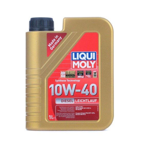 LIQUI MOLY Leichtlauf, Diesel Λάδι κινητήρα
10W-40, 1l, εν μέρει συνθετικό λάδι LIQUI MOLY Leichtlauf, Diesel Λάδι κινητήρα
10W-40, 1l, εν μέρει συνθετικό λάδι