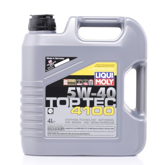LIQUI MOLY Top Tec, 4100 Λάδι κινητήρα
5W-40, 4l, Συνθετικό λάδι LIQUI MOLY Top Tec, 4100 Λάδι κινητήρα
5W-40, 4l, Συνθετικό λάδι
