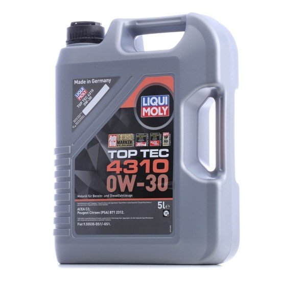 LIQUI MOLY Top Tec, 4310 Λάδι κινητήρα
0W-30, 5l LIQUI MOLY Top Tec, 4310 Λάδι κινητήρα
0W-30, 5l