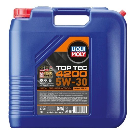 LIQUI MOLY Top Tec, 4200 Λάδι κινητήρα
5W-30, 20l LIQUI MOLY Top Tec, 4200 Λάδι κινητήρα
5W-30, 20l