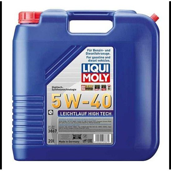 LIQUI MOLY Leichtlauf, High Tech Λάδι κινητήρα
5W-40, 20l LIQUI MOLY Leichtlauf, High Tech Λάδι κινητήρα
5W-40, 20l