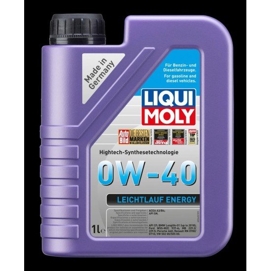 LIQUI MOLY Leichtlauf Energy Λάδι κινητήρα
0W-40, 1l LIQUI MOLY Leichtlauf Energy Λάδι κινητήρα
0W-40, 1l
