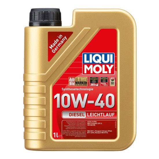 LIQUI MOLY Leichtlauf, Diesel Λάδι κινητήρα
10W-40, 1l, εν μέρει συνθετικό λάδι LIQUI MOLY Leichtlauf, Diesel Λάδι κινητήρα
10W-40, 1l, εν μέρει συνθετικό λάδι