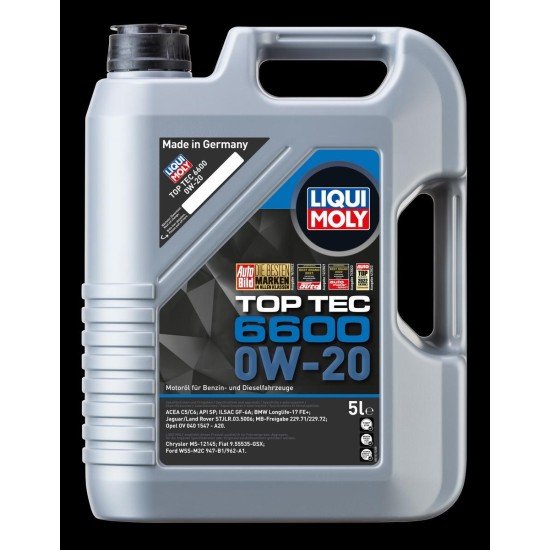 LIQUI MOLY Top Tec, 6600 Λάδι κινητήρα
0W-20, 5l LIQUI MOLY Top Tec, 6600 Λάδι κινητήρα
0W-20, 5l