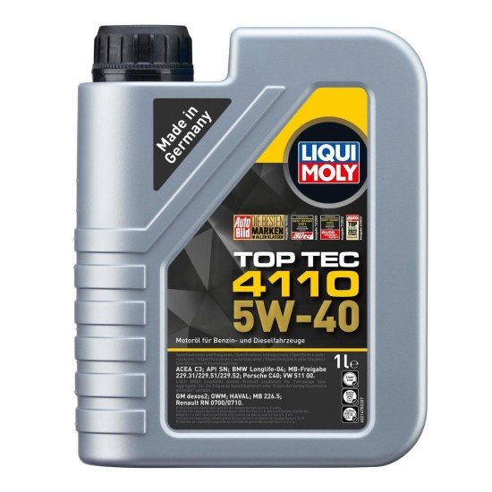 LIQUI MOLY Top Tec, 4110 Λάδι κινητήρα
5W-40, 1l LIQUI MOLY Top Tec, 4110 Λάδι κινητήρα
5W-40, 1l