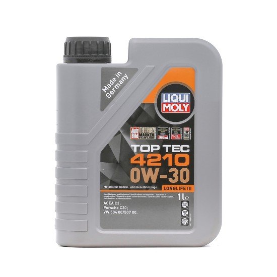 LIQUI MOLY Top Tec, 4210 Λάδι κινητήρα
0W-30, 1l LIQUI MOLY Top Tec, 4210 Λάδι κινητήρα
0W-30, 1l