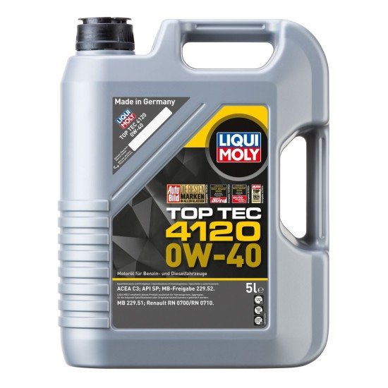 LIQUI MOLY Top Tec, 4120 Λάδι κινητήρα
0W-40, 5l LIQUI MOLY Top Tec, 4120 Λάδι κινητήρα
0W-40, 5l